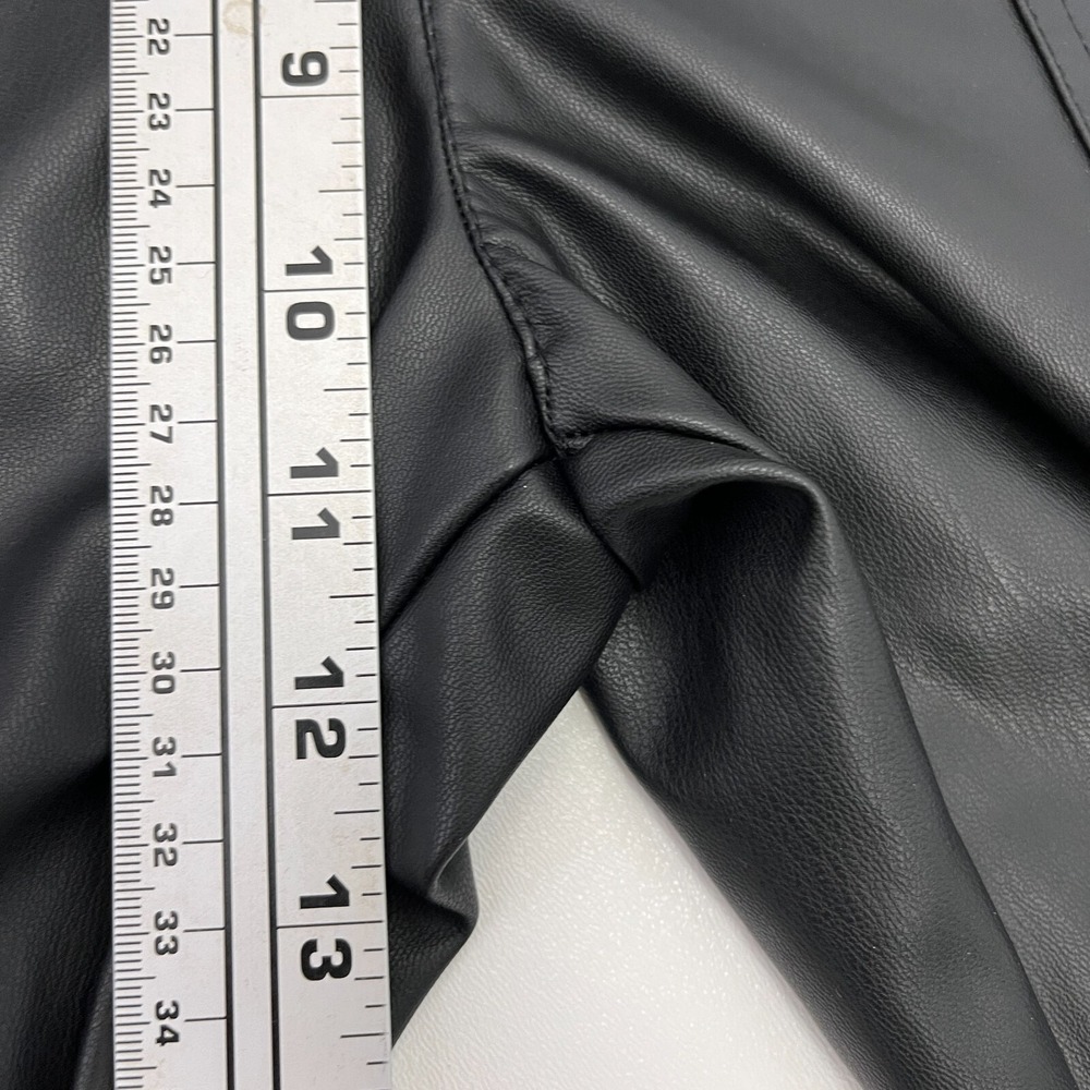 ZARA Black Carpenter Cargo Faux Leather Pants Vegan Straight Leg Size Small - Picture 11 of 15